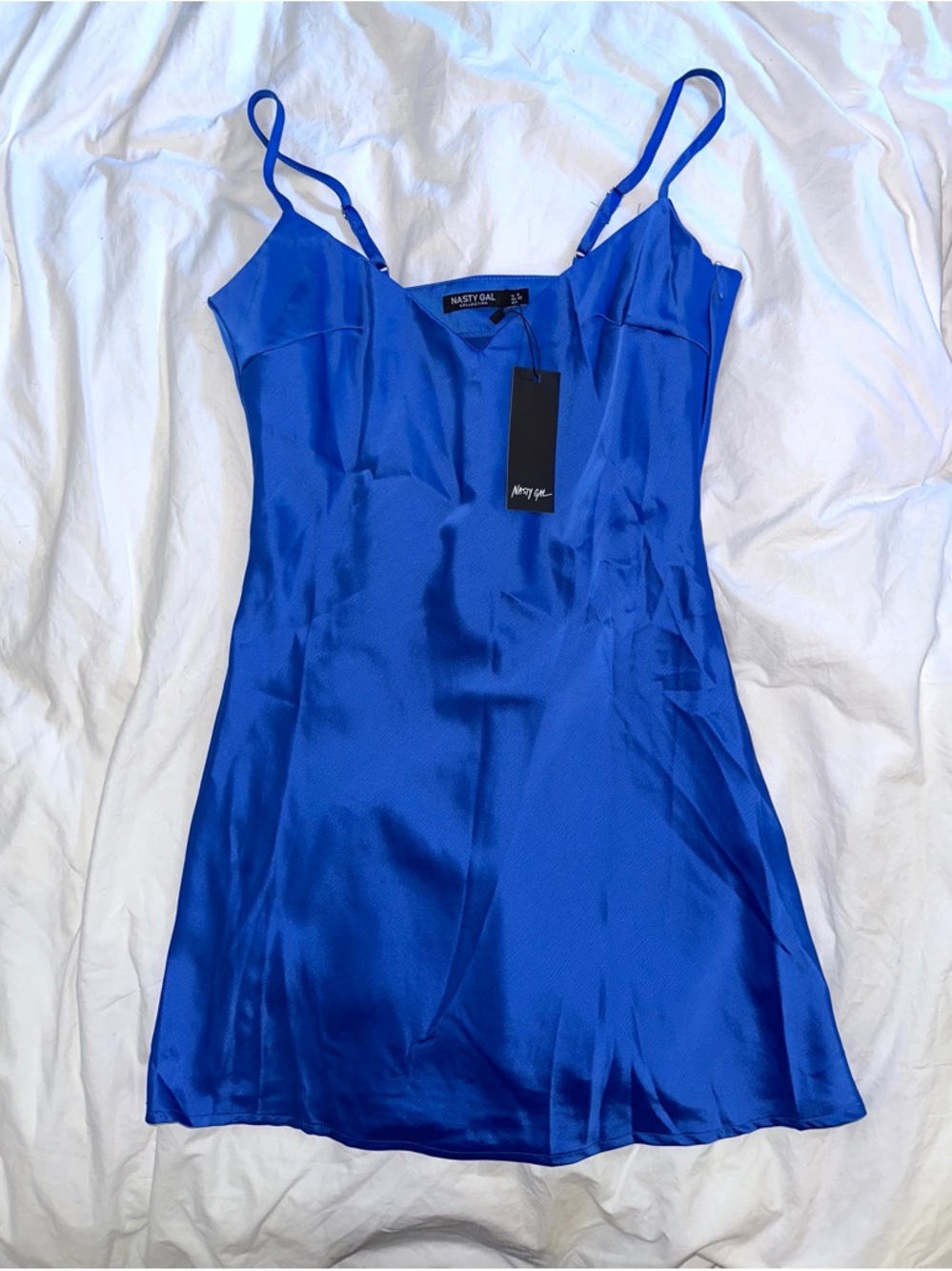 NASTY GAL NWT BLUE SATIN SLIP DRESS